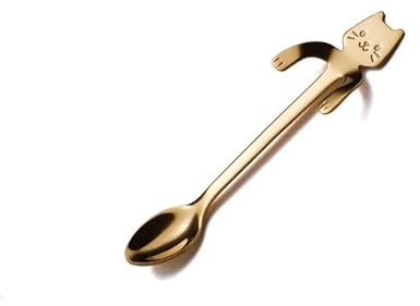 Mini cuchara de café de acero inoxidable 304 con dibujos animados de gato, cucharadita de postre, cucharilla de aperitivos, cuchara de leche para niños, vajilla dorada