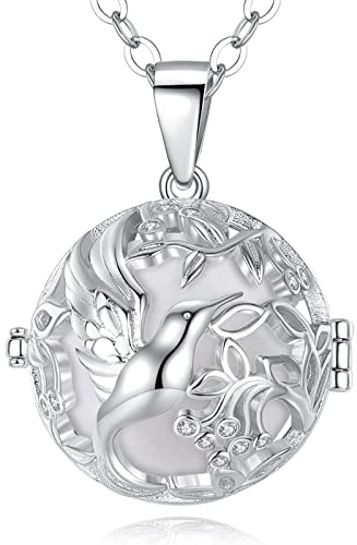 CELESTIA Colibri Bola Grossesse Collier Bola de Grossesse Plaqué Argent Bijoux Cadeau Femme Enceinte Grossesse Maman 76~114 CM Chaînes