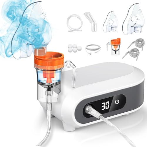inhaliergeräte für Erwachsene,LED Digitalanzeige Inhalationsgerät Kinder, Kompressor Vernebler Tragbare mit Timing-Funktion Inhalator Erwachsene Baby Effektiv bei Atemwegserkrankungen Zuhause