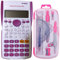 Maths Set Scientific Calculators Protractor and Compass - Basic Stationery Set 240 Functions 2 Line 10+2 Digits,Desk Math for School Protractor and Compass with Rulers and Two Set Squares