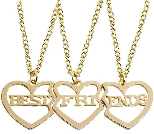 QEQSHQO 3pcs BFF Freundschaftskette Halskette Beste Freunde für immer Mädchen Geburtstagsgeschenk Anhänger Kette Geschenk