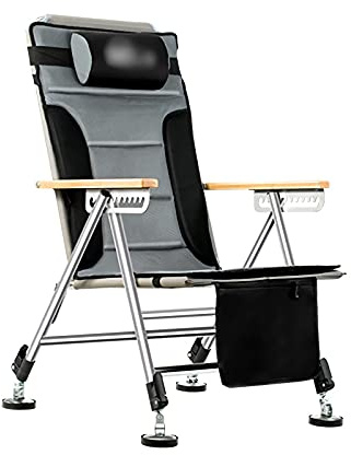 Stuhl mit hoher Rückenlehne, Regiestuhl, zusammenklappbarer Angelstuhl mit Ruhekissen, Rückenlehne und anhebbaren Beinen, gepolsterte Loungesessel für Camping und Strand, Stütze: 550 lbs, Campingstuh