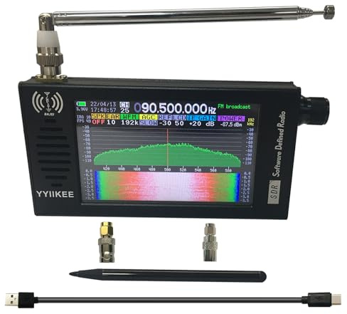 Portable DSP SDR Radio Receiver 4.3 Inch Touchscreen 100KHz-149MHz Full Bands, FM, SSB, CW, HAM Radio with Waterfall Display