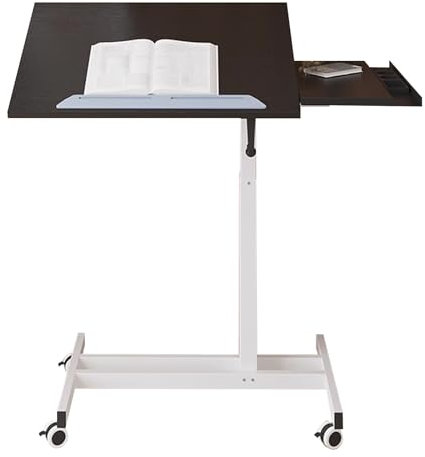 Zeichentisch, Zeichentisch mit Rädern, Schreibtischbett, Zeichenstaffelei, Architektentisch, höhenverstellbar, für Zuhause, Büro, Krankenhaus (weiß)