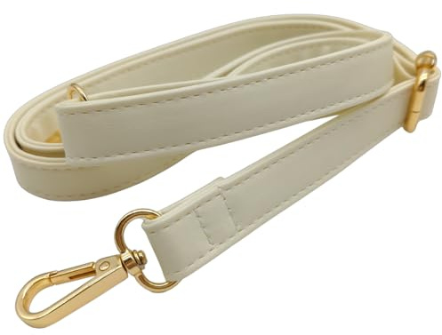 Keriocusi PU Lederriemen für Tasche Beige, Verstellbarer Damen Taschengurte mit Karabiner Gold, 80-125 cm Tragegurt Tasche für Damen, Crossbody Gurt, 2.5cm, 1712
