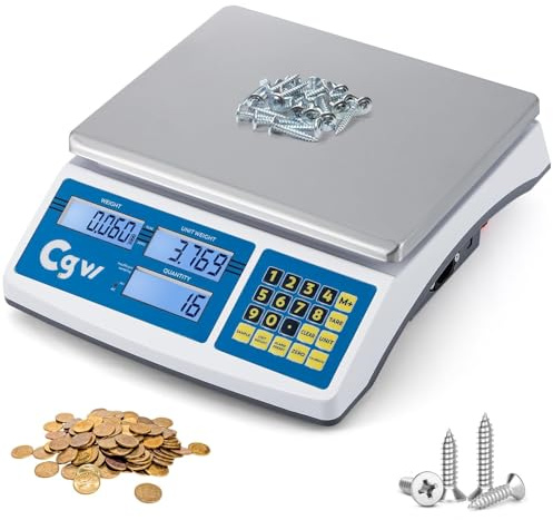 CGOLDENWALL Industrielle Zählwaage 40kg, 1g / 88lb, 0.0022lb, g/kg/lb Einheitenschalter Edelstahlplatte Bestandsmanagement für Kleinteile & Münzen (40kg, 1g GB)