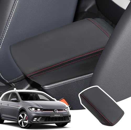 LANGBEAN Copribracciolo per VW Polo 6 / Taigo, Seat Ibiza/Arona | Copertura per Bracciolo Console Centrale, Protezione per Bracciolo, Materiale Pelle PU, Accessori Alzare il Bracciolo, Rosso