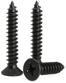 KELUBATU M3x30mm Carbon Steel Black Wood Screws 80PCS + 20 Anchors | Phillips Countersunk Head Self-Tapping, for Furniture, Woodworking