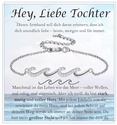 FAOMZQ Geschenk für Frauen, Beste Freundin Geschenke, Wellen Armband für Mama Tochter Schwester meine Freundin Ehefrau, Geschenke für Frauen zum Muttertag Geburtstag Abschluss Weihnachten Valentinstag