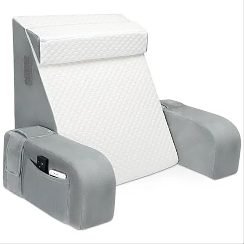 INFANZIA Coussin de Lecture Ergonomique - Coussin Support Dorsale avec Oreiller Cervical et Accoudoirs Amovibles, Oreiller de Dos pour Adulte pour se Détendre, Regarder la télé, Housse Lavable