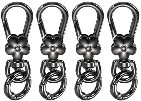 sourcing map 4 portachiavi in metallo con clip girevole a moschettone a sgancio rapido, ganci a scatto staccabili a doppia apertura, per la creazione di gioielli, artigianato, zaino, borsa, cordino