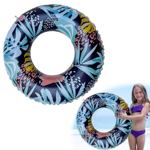 LUMOOM Schwimmringe für Erwachsene, Groß Schwimmreifen, Aufblasbare Wasserspielring, Hawaii Flamingo Palme Schwimmring, Wasserspielzeug für Pool Strand Schwimmbad Draußen (A)