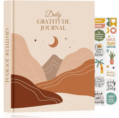 Lanpn Journal de Gratitude pour Femme Homme, Carnet Gratitude Guidées pour Affirmation Introspection, The 5 Minute Journal Quotidien pour Lâcher Prise et Pleine Conscience, Anglais, 156 Pages
