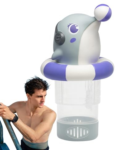 Flotador de tabletas de cloro, dispensador de piscina de dibujos animados, 6.22 x 6.22 x 11.42 pulgadas, diseño animal resistente, clorador flotante , hotel, fiesta en la piscina, relajación