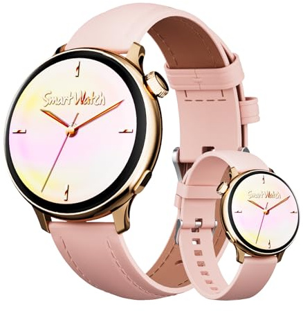 OKYUK Smartwatch för kvinnor med samtal, 40 cm HD Smartwatch dam hjärtfrekvens 24 timmar SpO2 och sömnövervakning, 90 sportlägen, kompatibel med Android och iOS (guld)