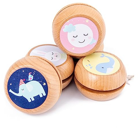 YARNOW 2 Stücke Holz Yo Yos Bunten Designs Frühes Lernspielzeug für Dinosaurier Delfin Stil für Kleine