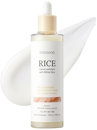 mixsoon White Rice Peeling Ampoule - White rice exfoliant, Gentle Exfoliating Serum for Smooth, Radiant Skin, Dead Skin Cells Remover 100ml / 3.38 fl.oz. Korean Glass Skin Care