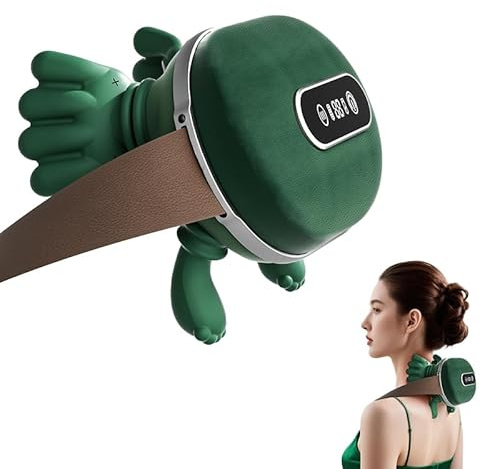 Bionic Heated Massager (Green), Portable Neck and Shoulder Massager, Electric Deep Tissue 4D Kneading Massage for Back, Human Hand Design for Pain Relief and Relaxation