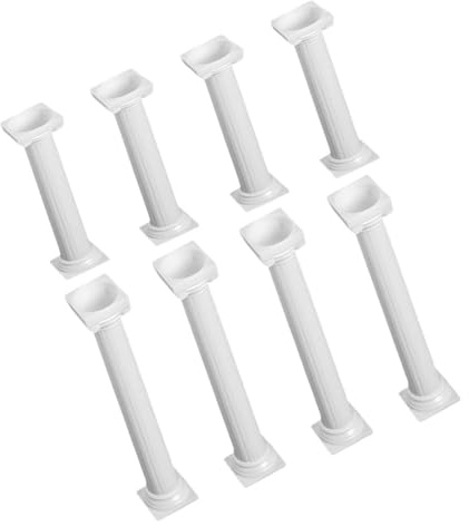 LOLIPPYY Supporti per Torte a Colonna Romana in Plastica Bianca Set da 8 Pezzi Pilastri Alti 125 CM e 17 CM per Decorazioni Nuziali e Feste a Piani Base Stabile e Facile da Montare