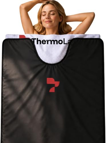 ThermoLab™ AuraCore Pro Infrared Sauna Blanket, Low EMF, 9 Heat Levels | Deep sweat and recovery, low EMF, 60 min auto shut off timer, waterproof wipe clean, cotton insert and carry bag included