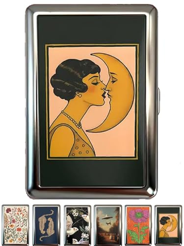 WORYEAR Vintage-Style Versatile Card & Cash Case, Blocking Metal Ultra SlimID Wallet, Easy Snap Closure, Art Deco Design(A)