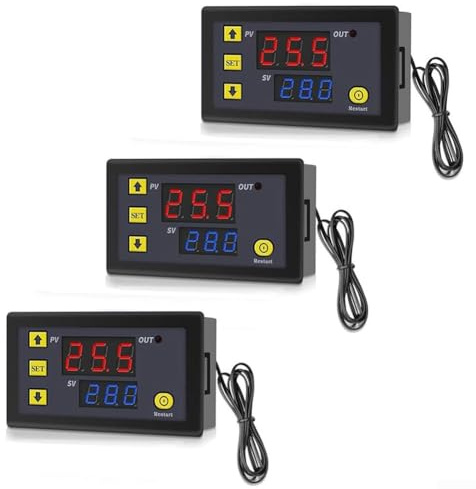 3PCS W3230 Digitaler Temperaturregler, Thermostatschalter mit wasserdichtem Sensor, Alarmfunktion, automatische Steuerung für Gefrierschränke und Kühlräume (12V)