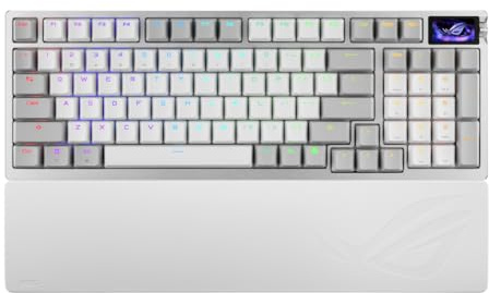 ASUS ROG Azoth 96 HE - Teclado inalámbrico para juegos con efecto Hall, 96% de tamaño completo, trimodo, interruptor magnético intercambiable en caliente, disparo rápido, toque de velocidad, sondeo de