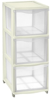 Tontarelli Cassettiera modulare a 3 cassetti Alti Cover Line, 26,8x37x63,1cm, Colore Trasparente e Panna