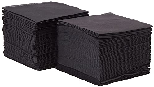 Saten ser22104961 Coktail, Serviette 20 x 20, 2-lagig, 1/4 Falz, 100 Servietten, punta-punta, Schwarz