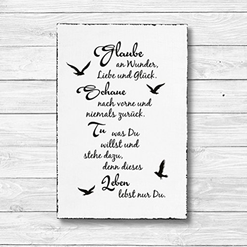 Glaube an Wunder Liebe und Glück - Dekoschild Wandschild Holz Deko Wand Schild 20x30cm Holzdeko Holzbild Geschenk Mitbringsel Geburtstag