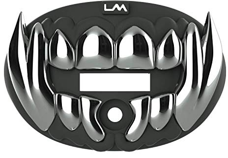 Loudmouth Fußball Mundschutz - 3D Chrom Beast Fußball Mundstück, Passend für Erwachsene & Jugendliche, Mundschutz Fußballzubehör (3D Beast - Chrom Schwarz/Silber)