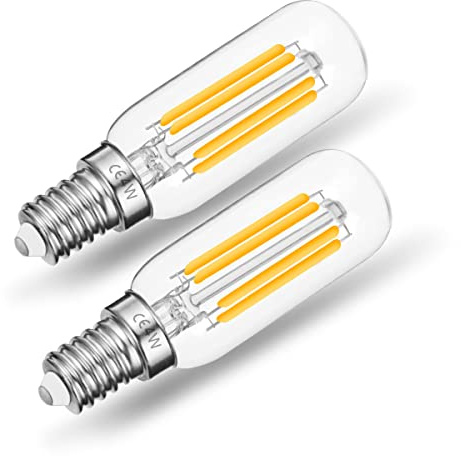 Fulighture E14 LED Filament Lampe 4W 400LM 2700K Warmweiss T25 2 Stueck | Ersetzt 40W, warmweißes Edison Licht, nicht dimmbar, E14 Sockel für Kühlschrank, Schrank und Wandleuchte
