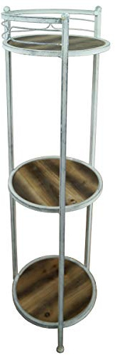 Blumenregal / Pflanzenständer aus Metall/Holz 112cm hoch (P-246) grau rund