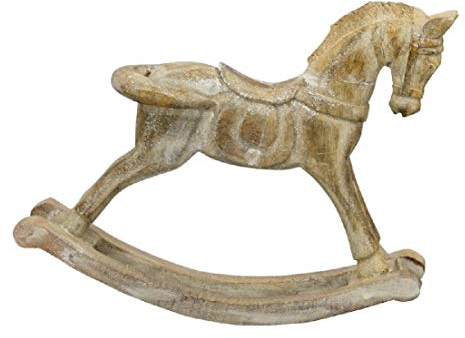 EXNER Schaukelpferd Holzpferd Weihnachtsdeko Dost 36x30cm beige