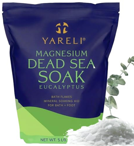 Yareli Magnesium Flakes, 5lb Eucalyptus, Dead Sea Bath and Foot Soak, Alternative to Epsom Salt with Over 250,000mg of Magnesium Chloride Per Bag