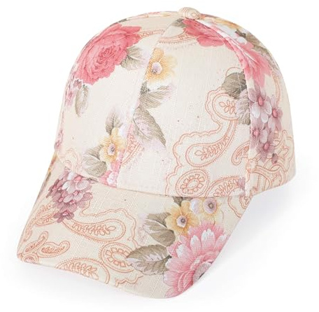 ZLYC Damen Sommer Baseball Cap Mode Blumen Atmungsaktiv Basecap,Gr. Einheitsgröße
