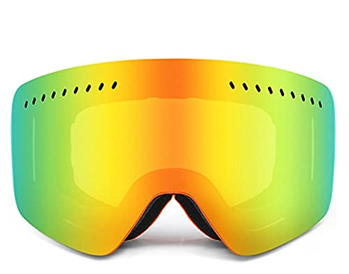 Skibrille mit Doppellinse, UV400, beschlagfrei, Motocross-Brille, Schnee, Skifahren, Snowboard, Motorradbrille, Orange