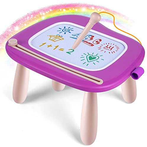 Smasiagon Kinderspielzeug ab 1 Jahr, Magnetische Maltafel Zaubertafel Bunt Zeichentafel Magnettafel mit 4 Beine für Kinder Geschenk für 1 2 3 Jahre Mädchen Junge Spielzeug (Violett)