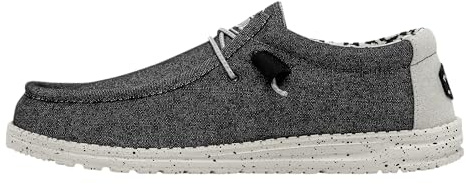 Hey Dude herr Wally Stretch Canvas Moc Toe skor, Opal svart, 42 EU
