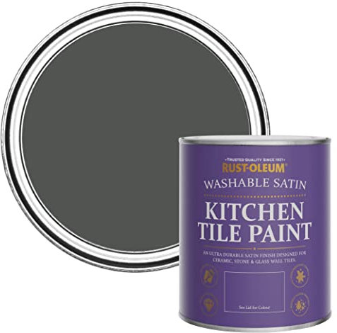 Rust-Oleum Grey water resistant Kitchen Tile Paint in Satin Finish - Graphite 750ml
