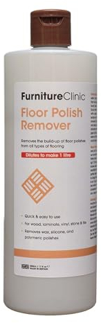 Furniture Clinic Floor Polish Remover - Removes the Build-up of Floor Polishes on all Wood, Laminate, Vinyl, Stone & Tile Floors - Concentrated Formula - 500ml Dilutes to Make 1 Litre