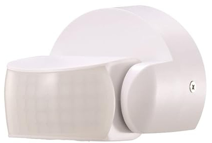 ARUM® Détecteur de Mouvement Infrarouge Extérieur IP65 - Capteur de Présence Mural Blanc - Angle 180° - Portée 12m - Temporisation et Luminosité Réglables - Étanche - Idéal Entrée et Garage