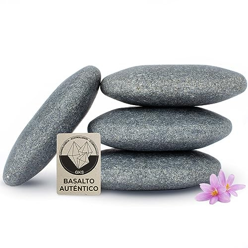 Pietra Calde da Appoggio XL [4 unità], Hot Stone in Vero Basalto Certificato per un Grande Calore, per Completare il Hot Stone Set