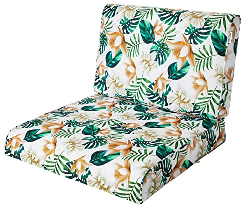 Outdoor Kissen 50x50 cm in Weiße Blumen – Sitzkissen für Balkonmöbel, Hollywoodschaukel & Lounge Möbel Outdoor | Modell NEL für Garten & Terrasse