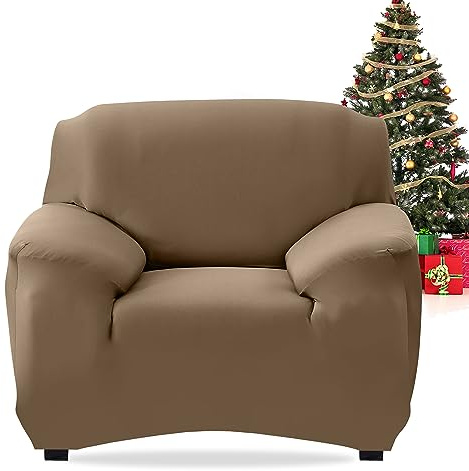 FIGOOO Housse de Canapé Extensible 1 Place Revêtement de Canapé avec Accoudoirs Universel Lavable Antidérapante Élastique Couverture de Canapé à Accoudoirs Protector Decoration pour,Couleur Auburn