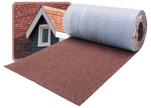 DAPRONA Bande de faîtage bitume autocollante, rouge, rouleau 5 m x 32 cm, pour bardeaux bitumés, abri de jardin carport nichoir, étanchéité du faîtage