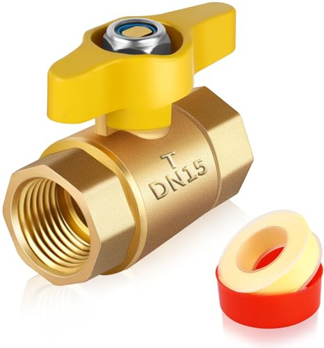 Boltigen 1/2 inch Gas Ball Valve 1Pack Brass Plumbing Fitting Connector Natural Gas Propane Shut Off Control Valve with 1/2'' FIP x 1/2'' FIP Double Female Thread Port & 1/4-Turn Handle