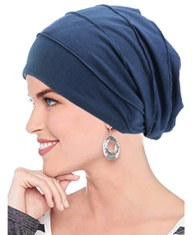 AIDIER Chemo Turban Mütze für Frauen - Sommer Kopfbedeckung aus Baumwolle - Slouchy Kopfwickel Schlafmütze - Weicher Turban für Krebs und Haarausfall