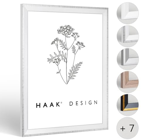Haak Bilderrahmen schmal RICO 80 X 120 cm Weiß Grau Antik Rahmen für Poster Puzzle Bilder Elegant