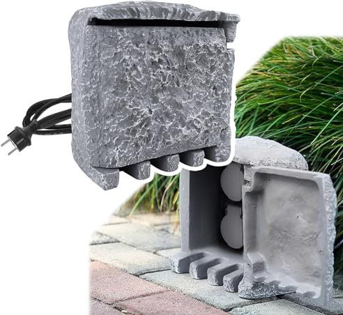 FIVMEN Presa da giardino, effetto pietra, impermeabile, con cavo di prolunga da 1,5 m, 4 contatti di protezione, presa multipla IP44